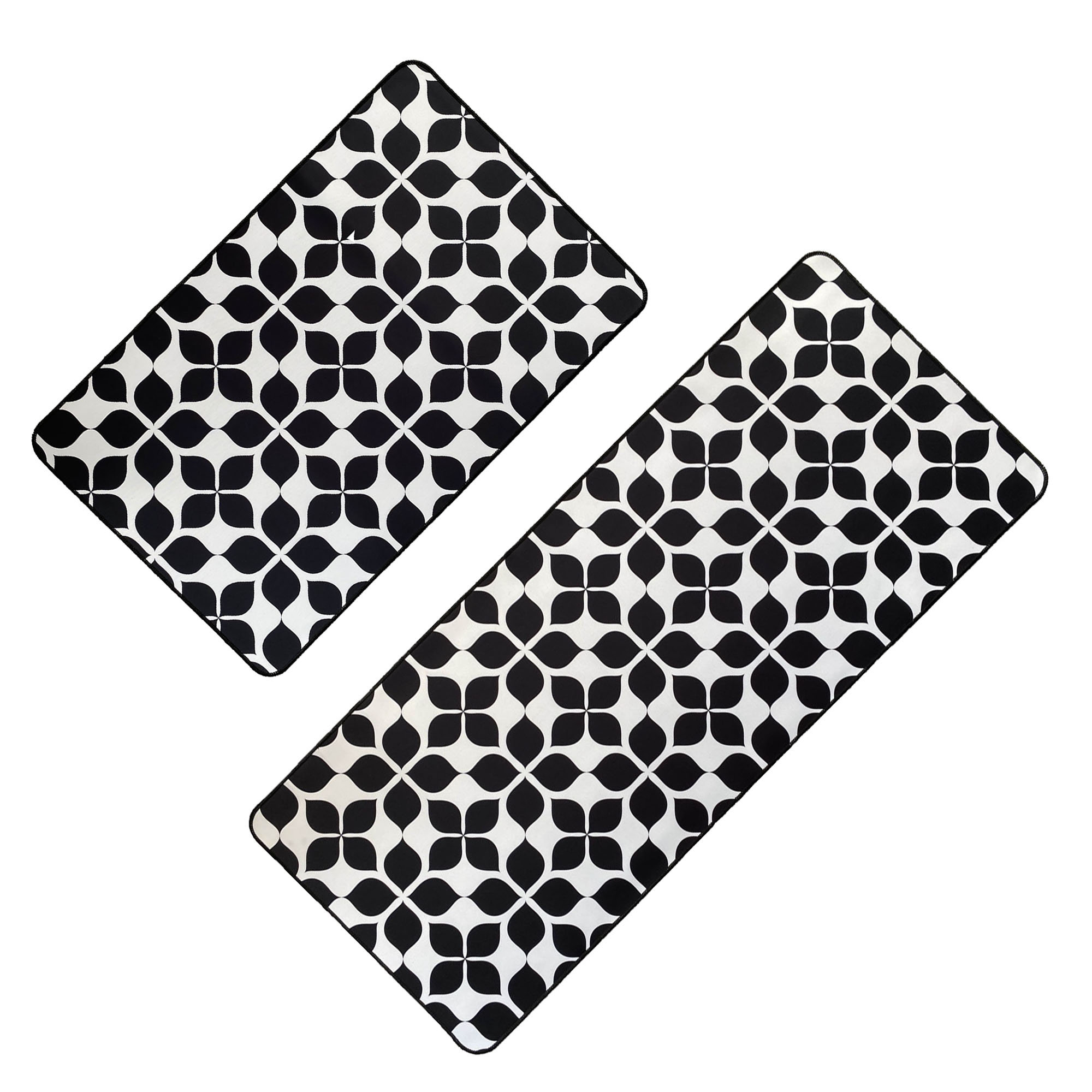 Evideco Martha Geometric Tile-Print Kitchen Runner Mats, Non-Slip, Low-Profile, Universal Fit-32"/47" L x 20" W | Wayfair