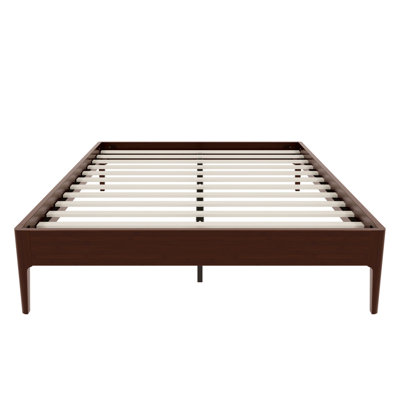 15 Inch High Queen Size Solid Dry Bamboo Wood Platform Bed Frame, with Wood Slat Metal Support, Modern & Minimalist Style, No Box Spring Needed, Easy Assembly, Chocolate