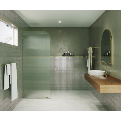 Aurora 30 in. x 78 in. Fully Frameless Fluted Radius Single Fixed Shower Panel
