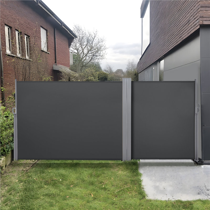 Auvent de terrasse rétractable double 236,5 po, H 63 po x l 236,5 po x P 3,1 po, Gris foncé