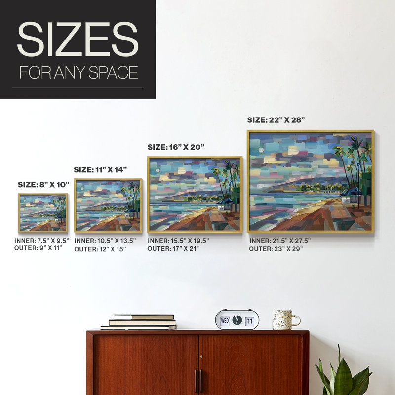 Morning Moon Over Waikiki - Reproduction encadrée - Restickable