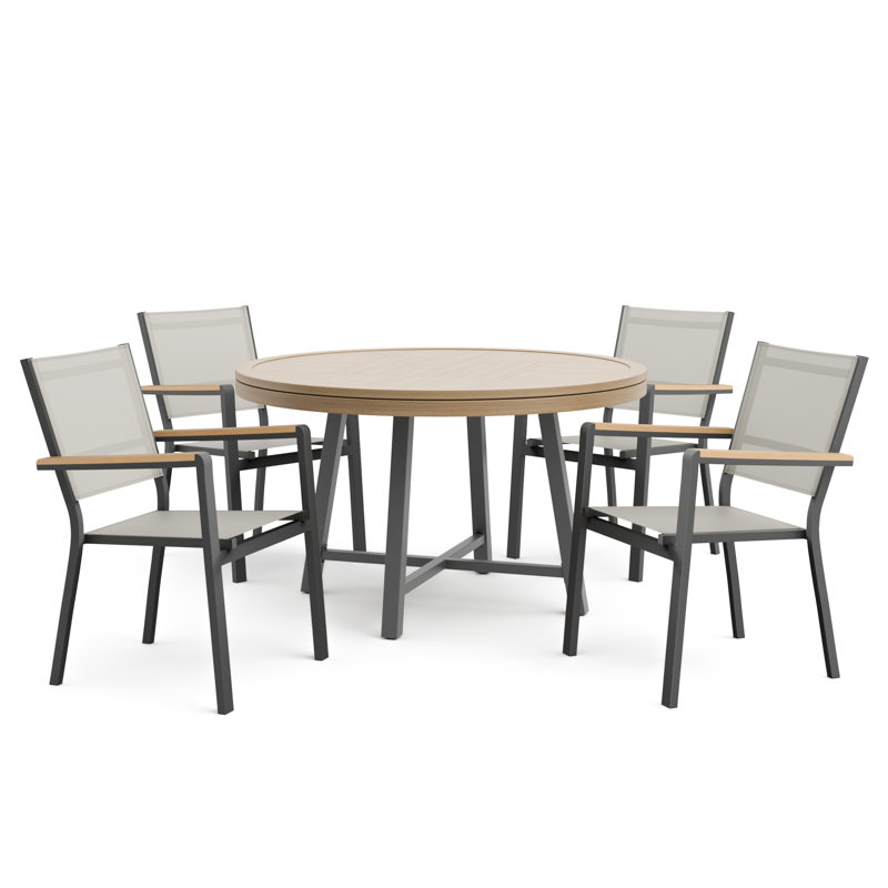 Wailey 4 - Person Round Outdoor Gaming Dining Table Set