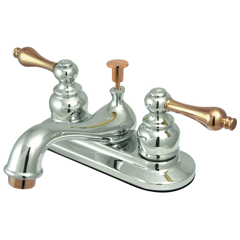 Elizabeth Centerset Bathroom Faucet with Drain Assembly, Polished Chrome/Polished Brass