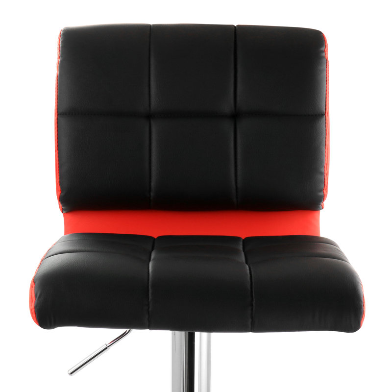 Red and Black Faux Leather Adjustable Swivel Bar Stool Set