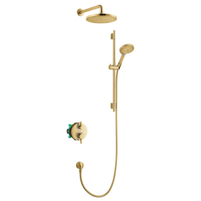 Ensemble de pomme de douche / barre murale thermostatique hansgrohe Raindance S, 1,75 gallon par minute, en finition or brossé