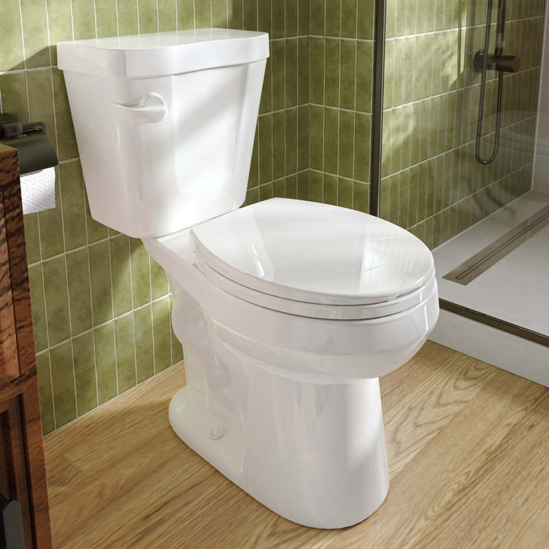 HOROW Round Chair-Height Two-Piece Toilet with Soft-Close Seat, 360° Jet Flush, Floor Mounted, 1.28 GPF