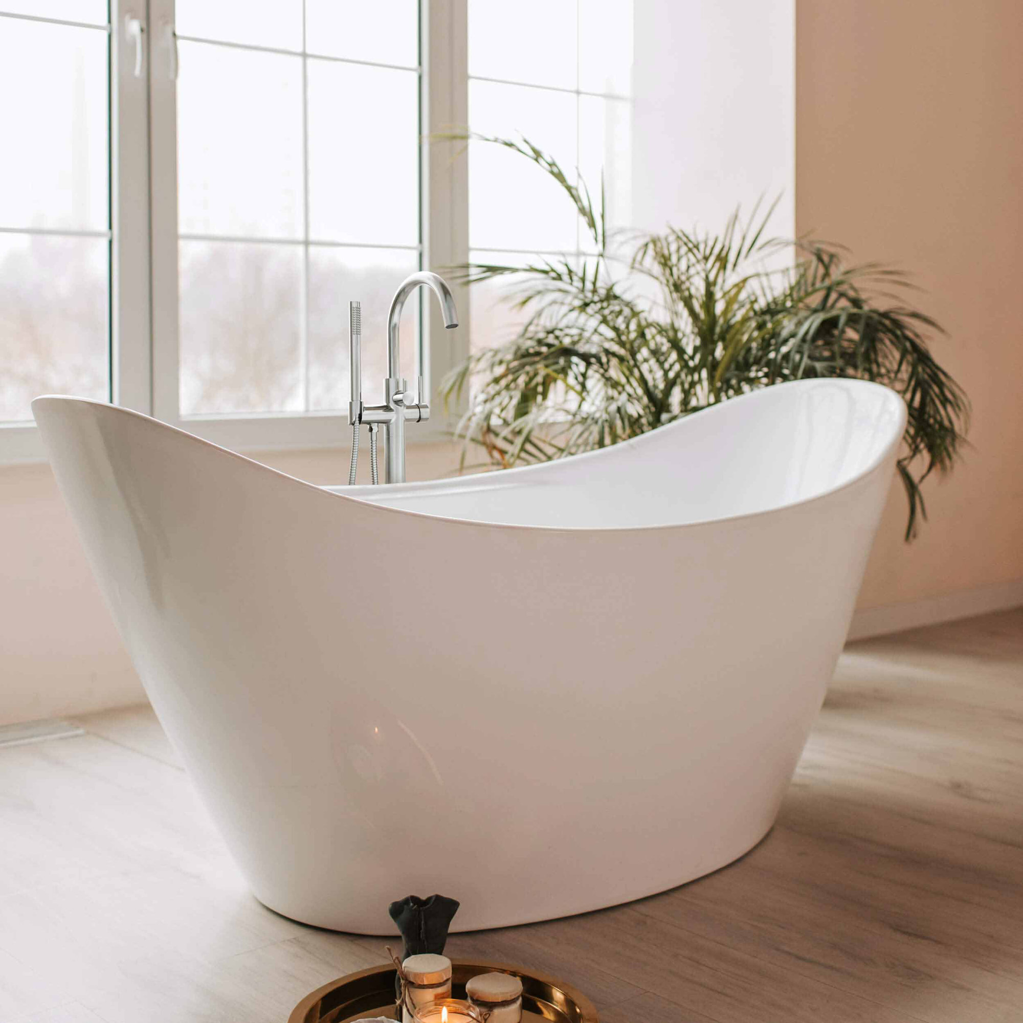 Circular Single Handle Tub Faucet, Chrome