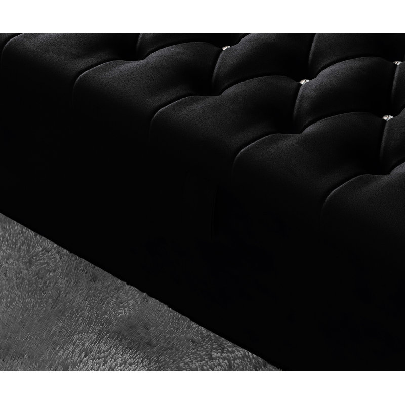 Akilia 102cm Wide Tufted Rectangle Storage Ottoman with Hydrolic Arm, Black
