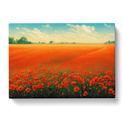 Majestic Poppy Field Flowers - Wrapped Canvas