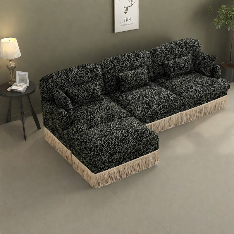 Canapé modulaire profond avec repose-pieds Chenille