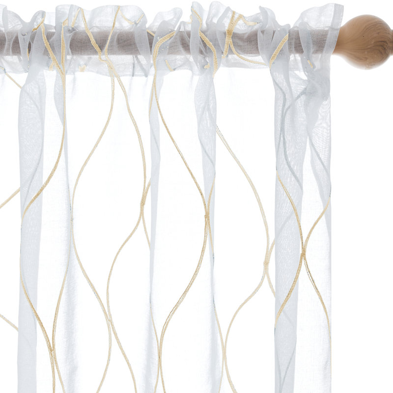 Idiaquez Sheer Curtain Single Panel, 52" W x 84" L, Beige