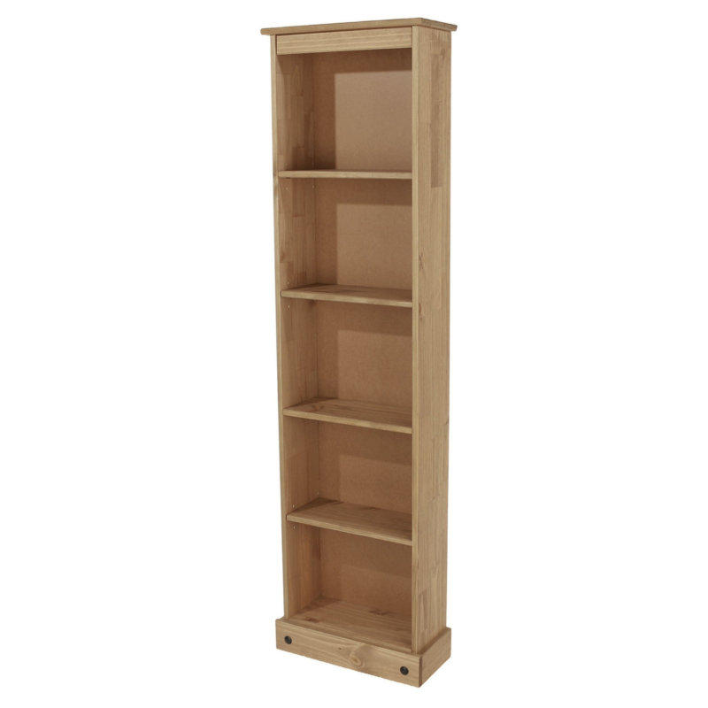 Clearmont Tall Narrow Corona Design Pine Bookcase, Antique Wax Finish