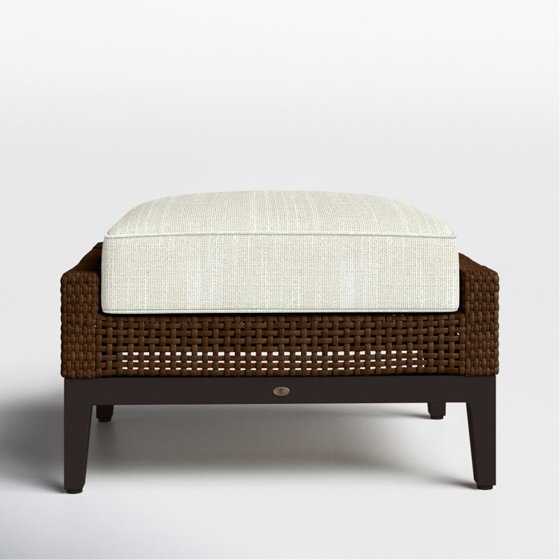 Repose-pieds péninsule tissé - acajou / châtaignier, Welt + bourre standard, InsideOut® Rollo ‑ lin crème