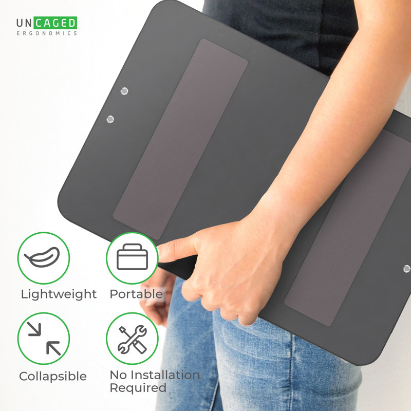 Adjustable Black Metal Ergonomic Keyboard Stand with Mouse Pad