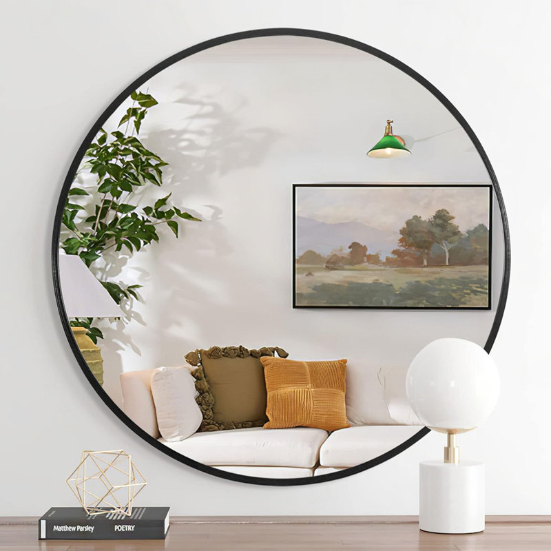Miroir de salle de bain 32 pouces, 32 po x 32 po, Noir