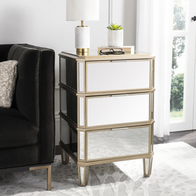 Elegant and Glamorous 18.9'' W Nightstand – French Antique Style 3-Drawer Mirrored Bedroom Storage