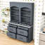 Ensemble de 2 grands garde-manger autoportants avec tablette réglable, plateau en faux marbre et tiroirs-509686595-509686592