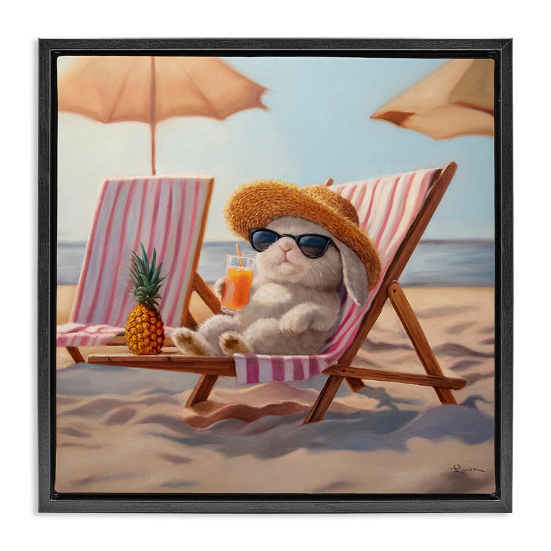 Cadre flottant Beach Bun Relaxation, design par Lucia Heffernan, Cadre flottant noir de jais, H 18 po x l 18 po