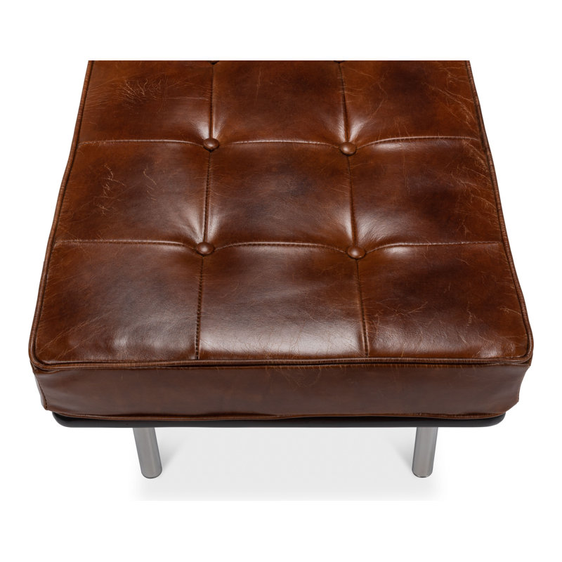 Prince Albert Leather Bench, Brown