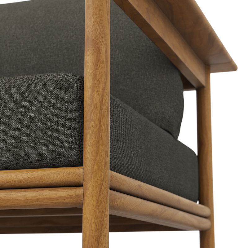 Wren Outdoor Patio Teak Wood Armchair And Ottoman Set In Natural, No, Flint Gray