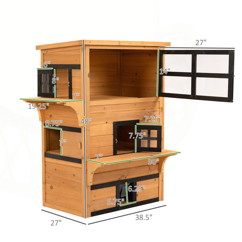Maison de chat polyvalente pour l'extérieur avec plusieurs caractéristiques de divertissement et une construction robuste