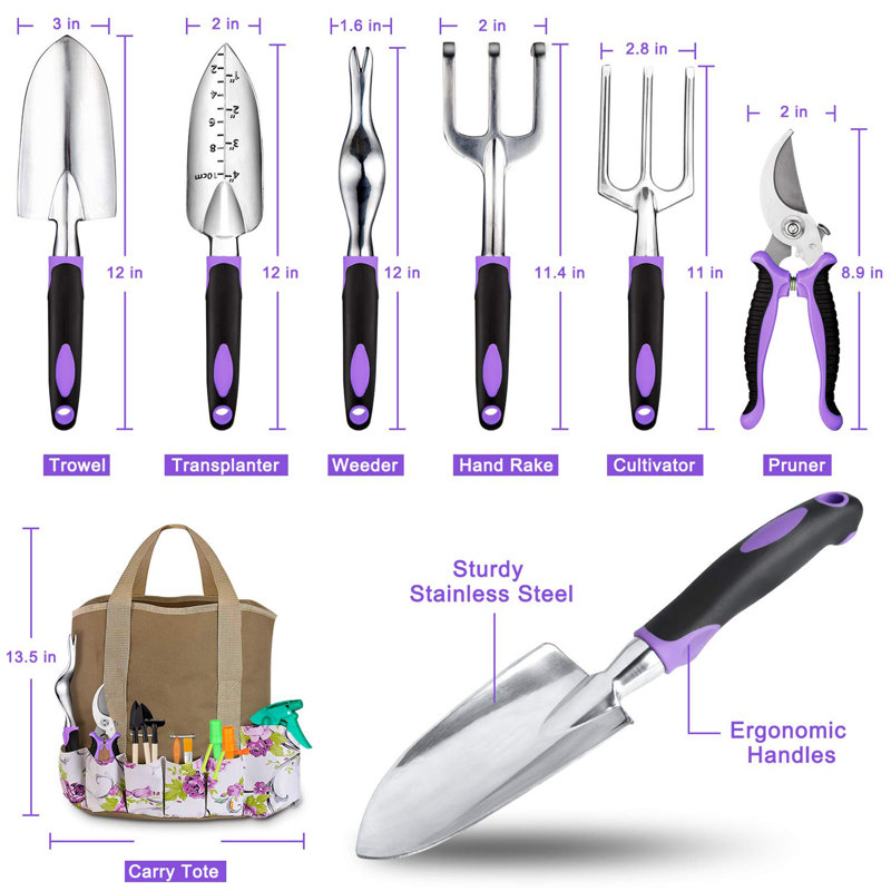 Aluminum Garden Tools Set, Purple