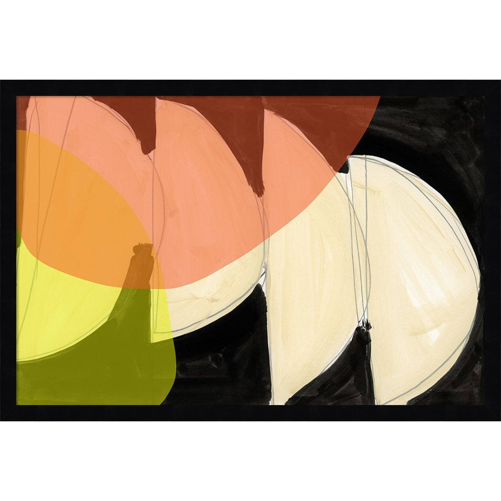 Gilpin "Four Semi Moons I" Print, Black, 17" H x 25" W