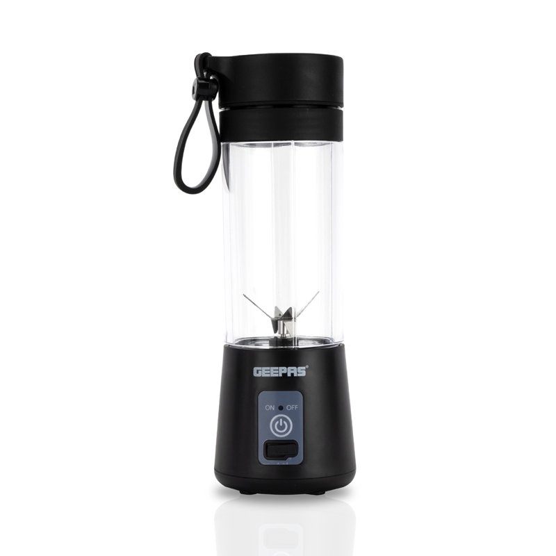 GEEPAS Electric Portable Blender Compact USB Rechargeable Cordless 1 Year Warranty 330ML, Black