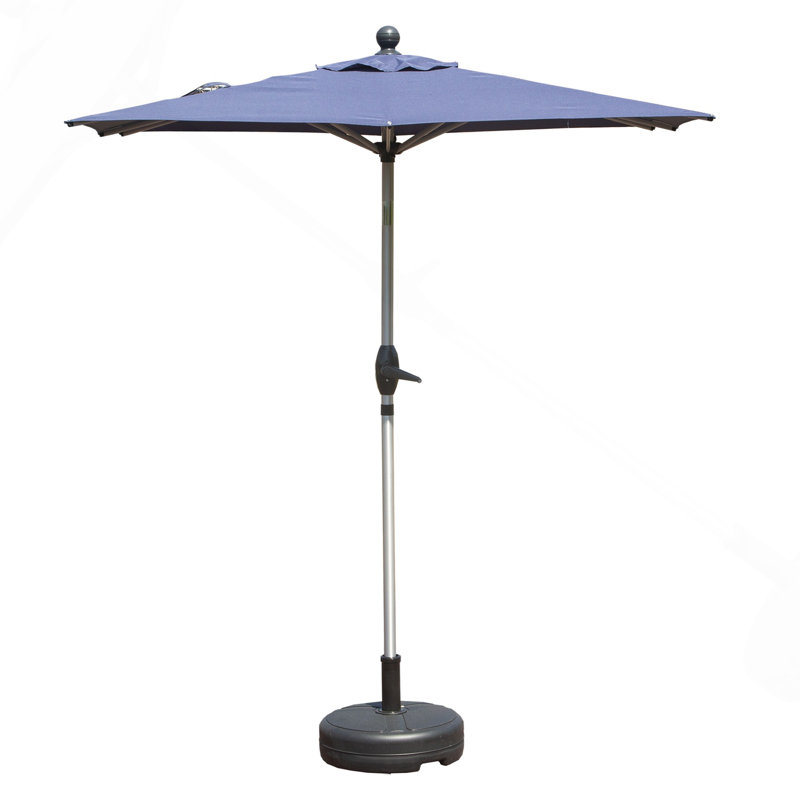 Parasol de patio rectangulaire avec fonction de levage à manivelle et d'inclinaison, bleu marine (base non incluse), Marine