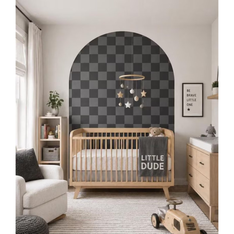 Adhésif décoratif à carreaux carreauté amovible Peel and Stick | Décoration de chambre à coucher moderne pour garçons | Mur décoratif noir à carreaux | Chambre d'adolescent patineur