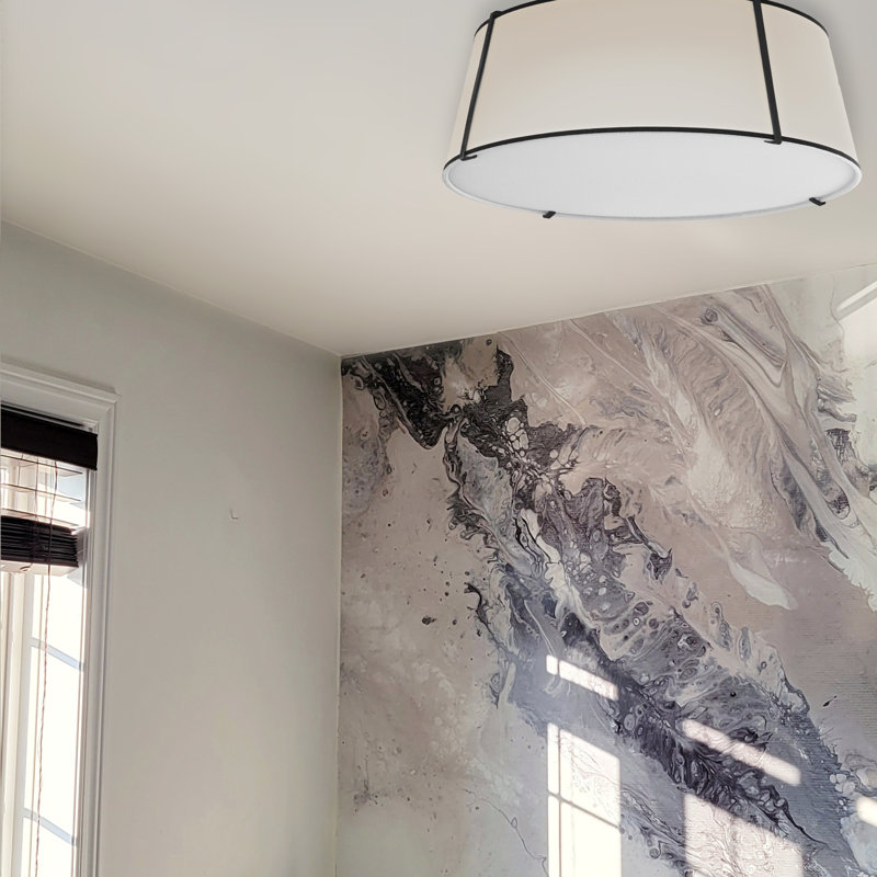 Trapezoid 4 Light Flush Mount, Black, Ivory