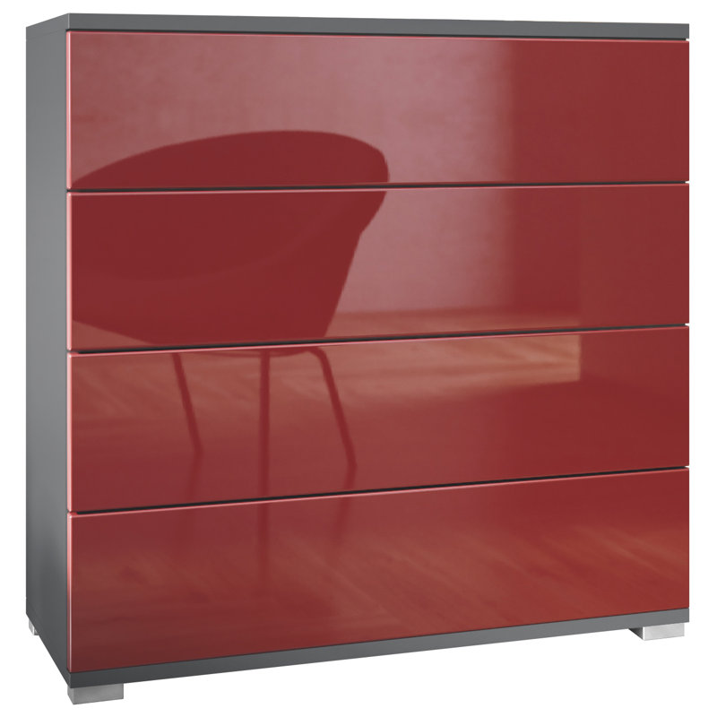Ayomi Storage Unit Accent Chest, Anthracite/Bordeaux high gloss