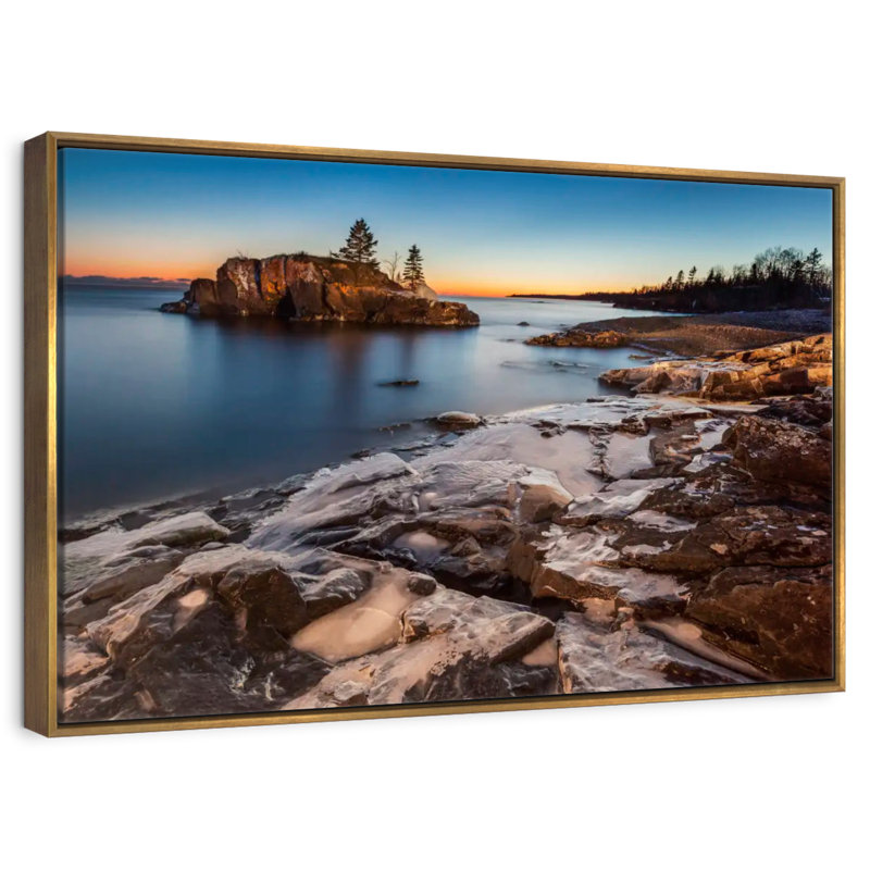 Lac Supérieur au crépuscule, Cadre flottant doré, 13 po x 9 po