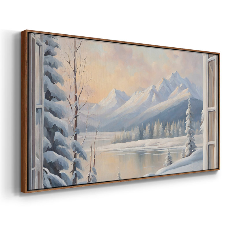 Série paysage - CCDXLVII - Toile tendue avec châssis encadré - Prêt à être accroché, H 21 po x l 41 po, Blanc