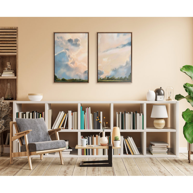 «Clouds» par Mary Sparrow, ensemble d'art mural sur toile encadrée, 23 po x 33 po, Or