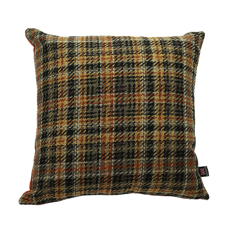 Deemer Plaid Square Cushion, 28 x 28cm, Orange