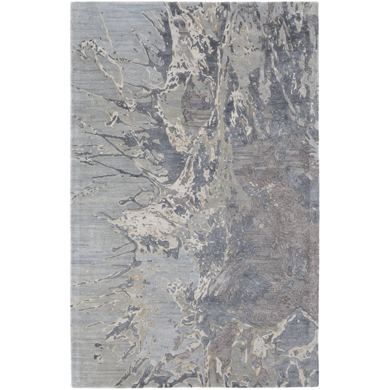 Zarah Modern Watercolor, Blue/Taupe/Green, 8' X 10' Area Rug, Rectangle 2' x 3'