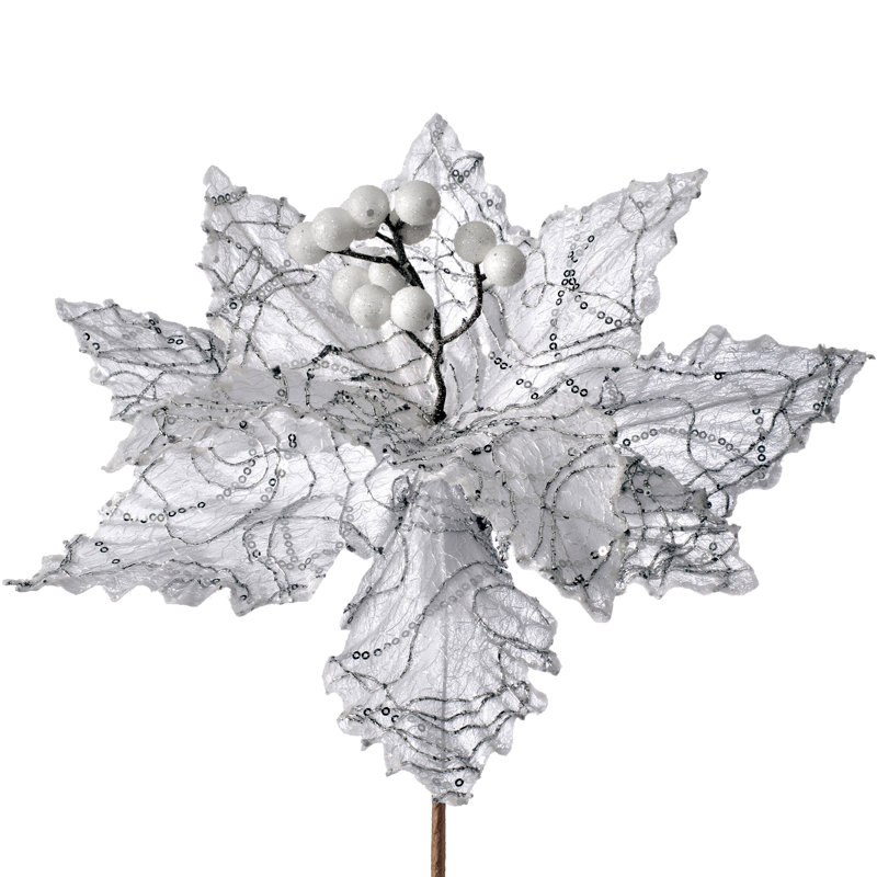 Fabric Poinsettia Arrangement, White