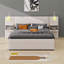 Lit plateforme tapissier avec lampes de lecture, tiroirs, lit gigogne et tablettes