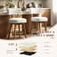 Tabouret de bar pivotant rembourré avec structure en bois massif et repose-pieds plaqué or-129235219