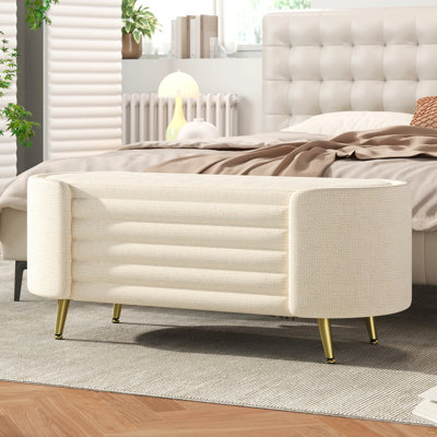 Modern Storage Ottoman Upholstered Storage Bench End Of Bed Bench Entryway Shoe Bench For Living Room, Bedroom And Entryway, Beige
