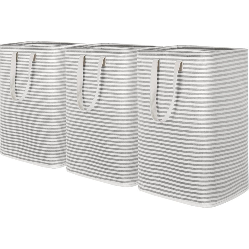 3 Pack Laundry Hamper Large Collapsible Laundry Baskets, Freestanding Waterproof Clothes Hamper With Easy Carry Handles In Laundry Room Bedroom Bathroom College Dorm For Adults, 3 X 80L