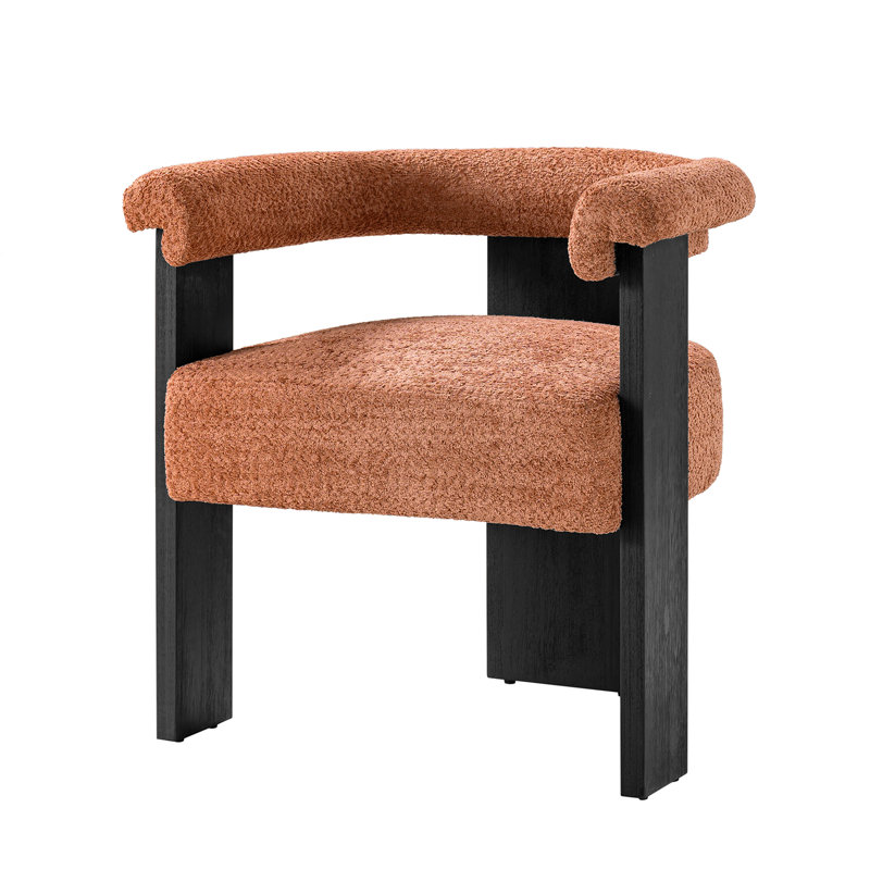 Weisberg Boucle Upholstered Solid and Manufactured Wood Armchair, Coral