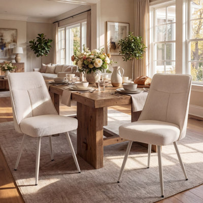 Chaises de salle à manger rembourrées modernes en tissu avec structure en métal pour salle à manger de cuisine