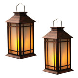2-Pack 13" Vintage Candle Lantern With Led Flameless Candle (6Hr Timer) - IP65 Waterproof Battery Powered Candle Lantern