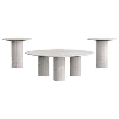 Astoria 3-Piece Marble Coffee And End Table Set White