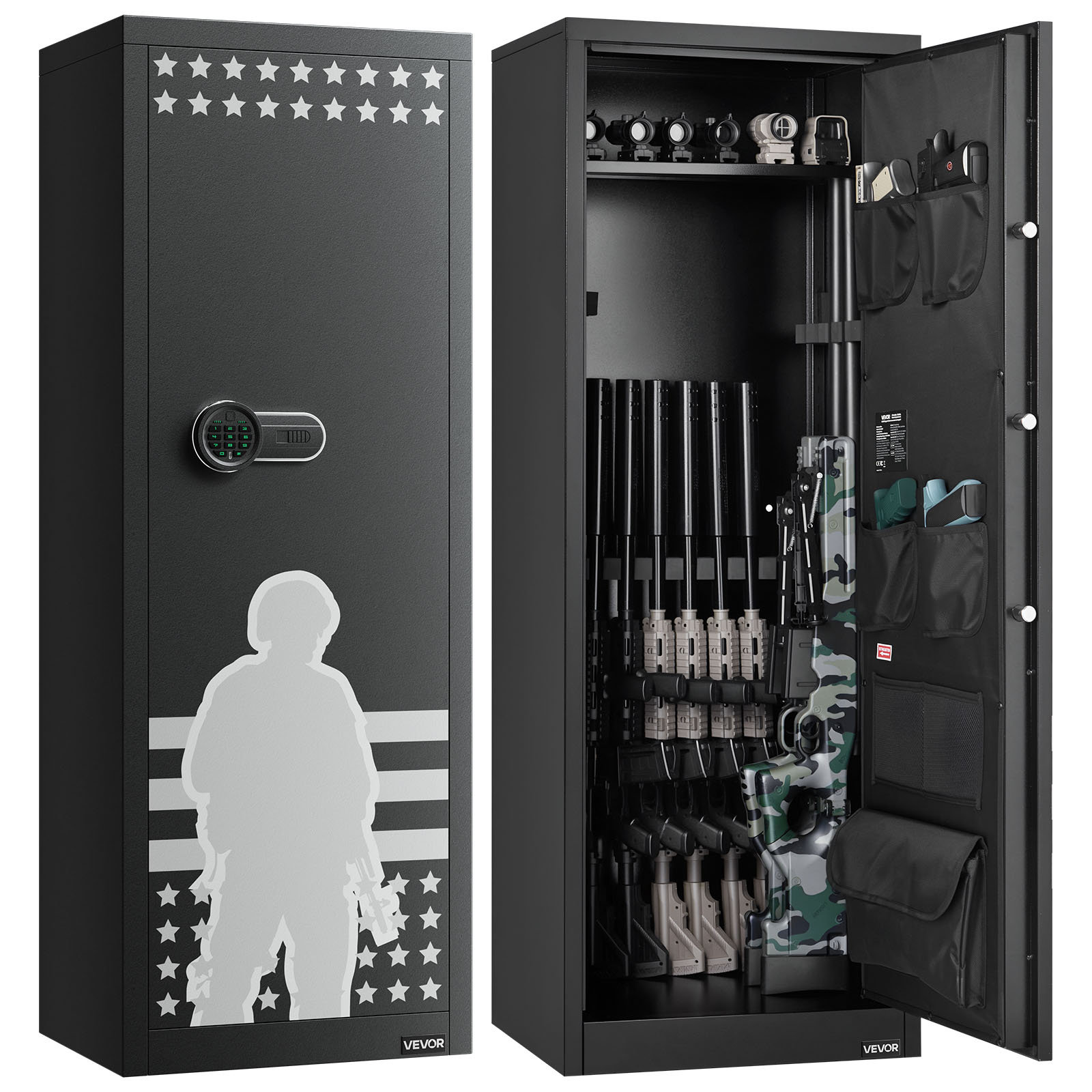 Armoire Coffre-fort VEVOR Pour 10-12 Fusils – Sécurité Renforcée Avec Verrou à Clé Et Mot De Passe, Neuve Et Robuste