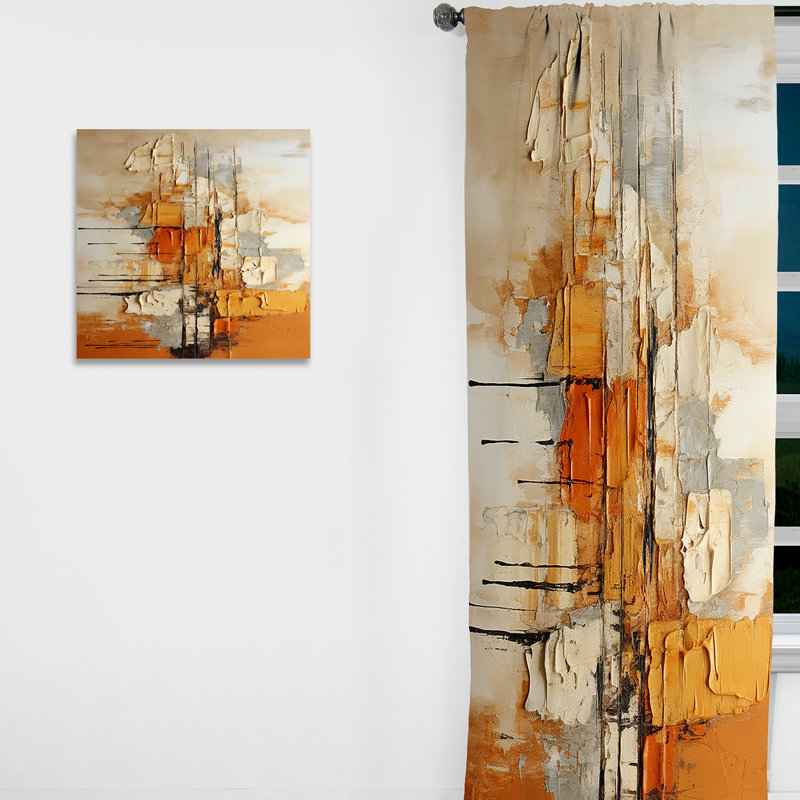 Orange Impressions III - Abstract Collages Blackout Abstract Curtain - 1 Panel, 52" W x 108" L