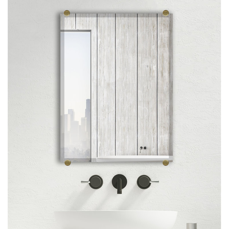 Mansell Beveled Frameless Wall Mirror, Brass, 70" H x 31" W