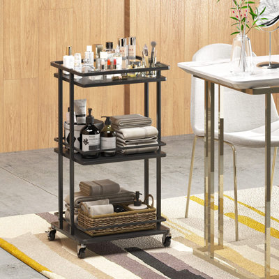 3-Tier Wood Metal Rolling Serving Cart by Ebern Designs